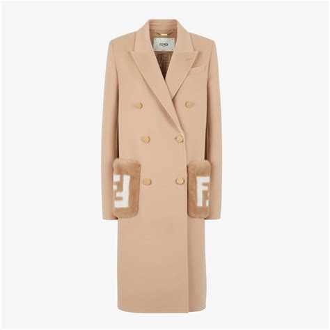 fendi beige wool coat|fendi down jacket.